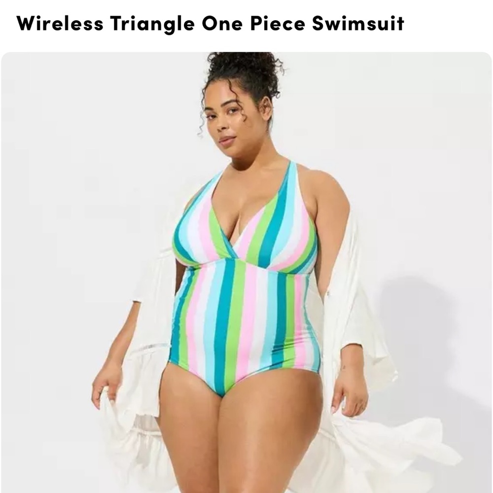Striped Wireless Triangle One Piece Swimsuit